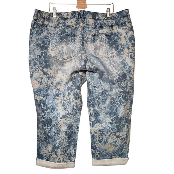 LOGO by Lori Goldstein 20W Petite Printed Boyfriend Jeans Blue Combo NWOT - Picture 2 of 6